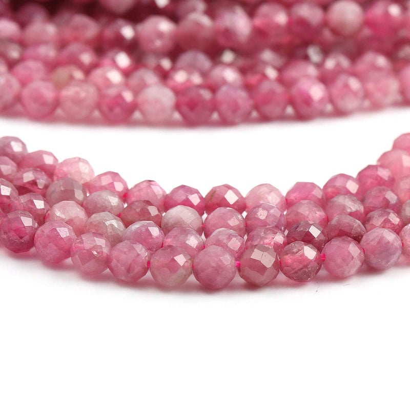 Zotoone 2 Strands Pink Tourmaline Beads, Natural Stone Beads Section Faceted Loose Beads for DIY Jewelry Making Necklace Bracelets Length 15" Size 4mm - Image 3